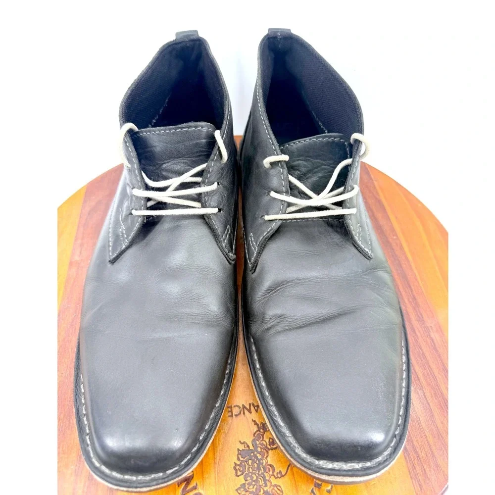 Michael Shannon Ashton Chukka Boots Mens 10.5 Black Square Toe Leather Dressy
